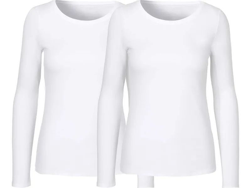 Neutral Neutral 2er-Pack Bio-Damen-Langarmshirt mit Rundhalsausschnitt, weiß, Gr. L – Produktbild 1 von 1