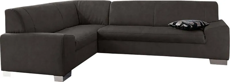DOMO collection Ecksofa Alisson, zeitlose Optik, flache Armlehnen, Breite 249cm, L-Form, fester Sitzkomfort, wahlweise mit Bettfunktion, Grau, – Produktbild 6 von 7