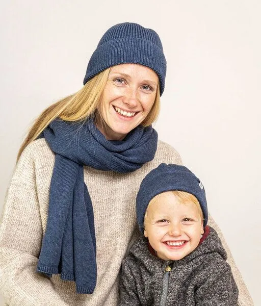 obumi obumi Beanie Feinstrick aus Bio Baumwolle, Blue melange, – Produktbild 3 von 7