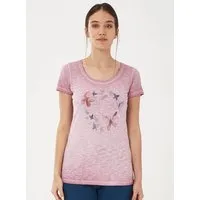 ORGANICATION ORGANICATION Garment Dyed T-Shirt aus Bio-Baumwolle mit Schmetterling-Print, Fig, – Produktbild 1 von 1