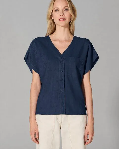 HempAge HempAge Weite Bluse Hanf/Biobaumwolle, Navy (blau), – Produktbild 2 von 4