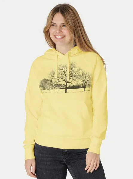 Peaces.bio - handbedruckte Biomode Peaces.bio - handbedruckte Biomode Damen Hoodie Landscape, Hellgelb, – Produktbild 2 von 2