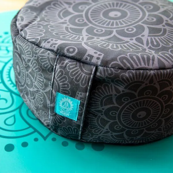 Divasya Divasya Meditationskissen Mandala rund 33 cm | Sitzhöhe 15 cm, Schwarz, – Produktbild 1 von 4