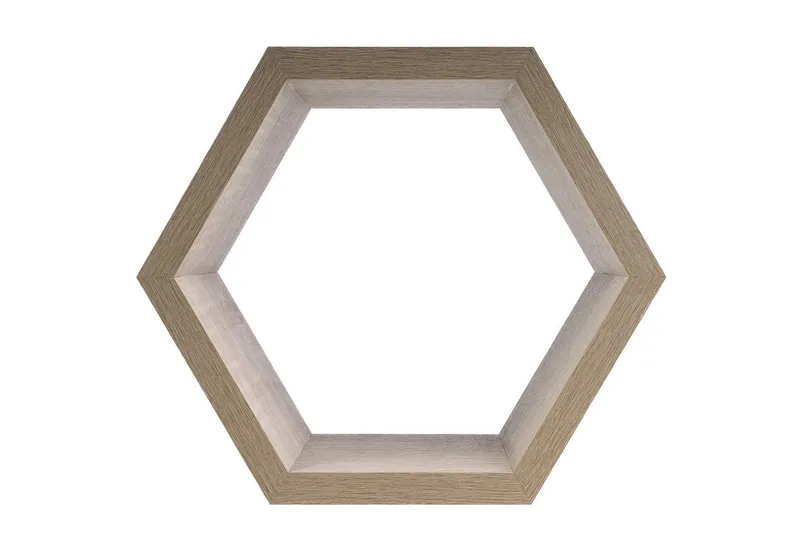 Domax Wandregal Wand‑Regal Sechseck Eiche dekoratives Wandboard in sechseckiger Form – Produktbild 2 von 4