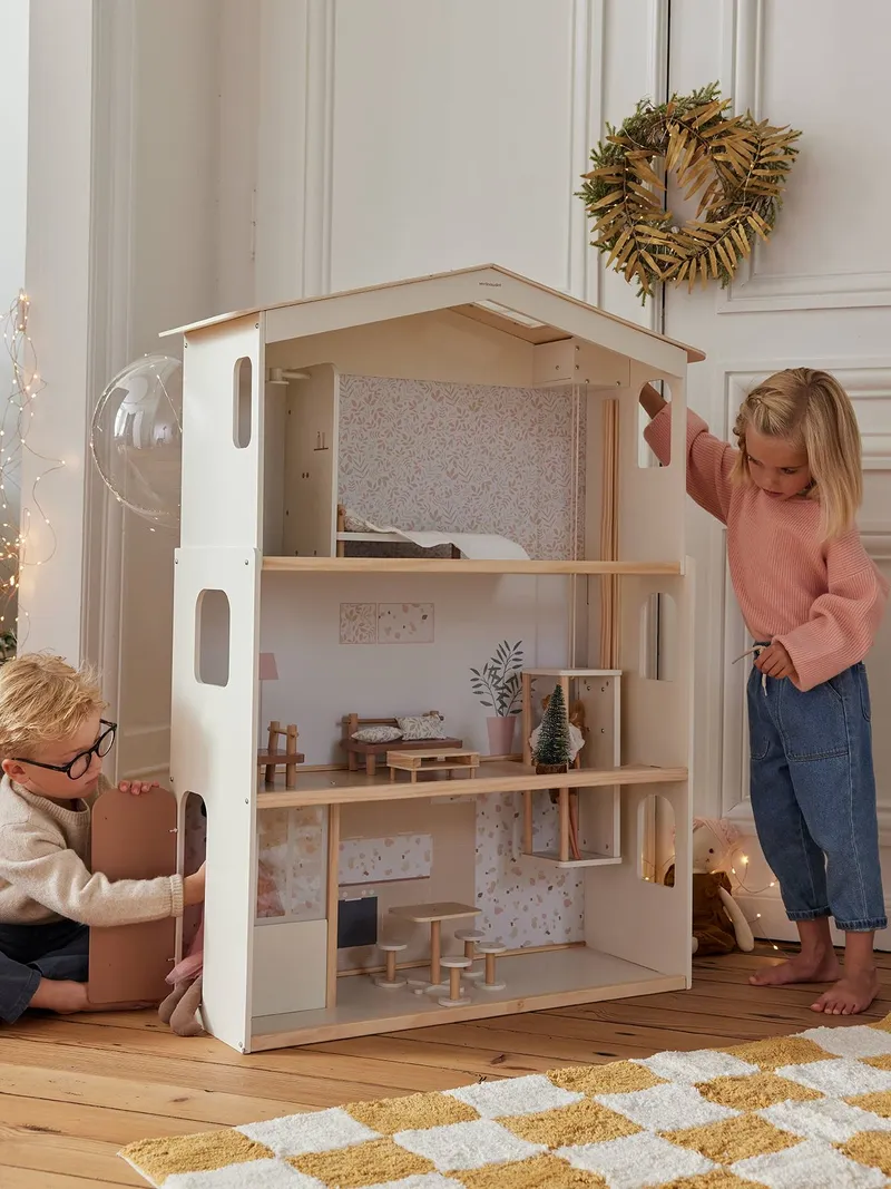 Vertbaudet Vertbaudet Puppenhaus aus Holz FSC®, Weiß, – Produktbild 2 von 4
