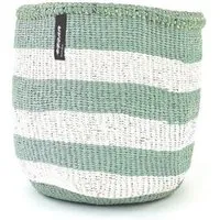 Mifuko KIONDO Körbe S - Sisal Aufbewahrungs- & Pflanzkorb - Upcycling by Mifuko, Stripes grün/weiß (grün), – Produktbild 1 von 1
