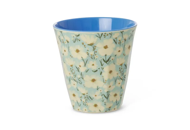 RICE RICE Becher Rice Melamin Becher Medium mit Sommer Blumen Print, 1-tlg., Melamin, Bunt|weiß, – Produktbild 1 von 2