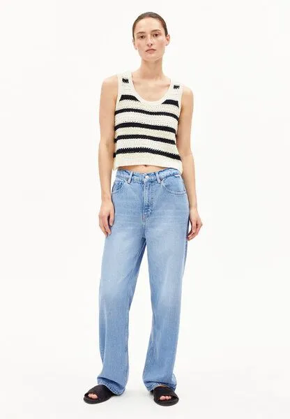 ARMEDANGELS ARMEDANGELS CLAAIRE STRIPES Damen Stricktop aus Bio-Baumwolle, Raw white-night sky, – Produktbild 4 von 4