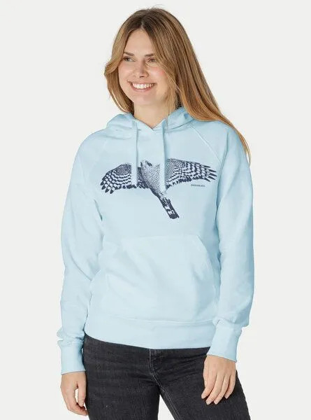 Peaces.bio - handbedruckte Biomode Peaces.bio - handbedruckte Biomode Bio-Hoodie Sperber Damen, Hellblau, – Produktbild 2 von 3