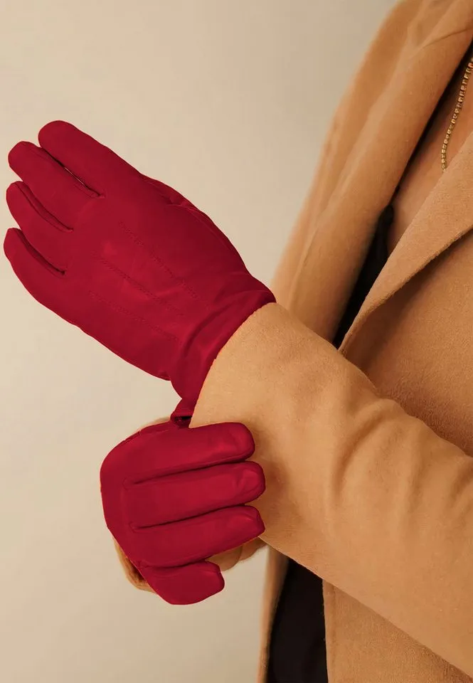 KESSLER Lederhandschuhe Style Carla (Paar, 1-St., Handschuhe) Leather Working Group zertifiziertes Leder, REPREVE® Fleecefutter, Rot, – Produktbild 4 von 5