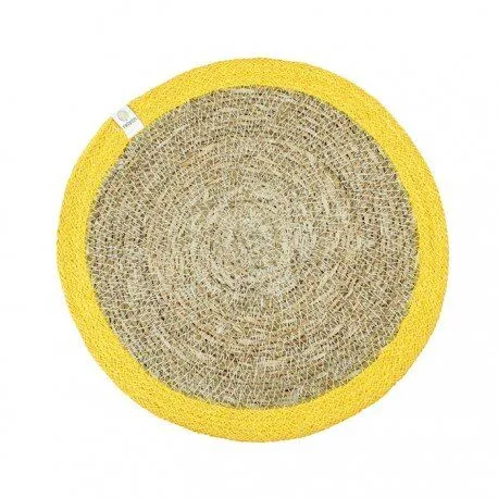 reSpiin reSpiin Runde Tischmatte aus Seegras und Jute Ø 28 cm, Gelb, – Produktbild 3 von 4