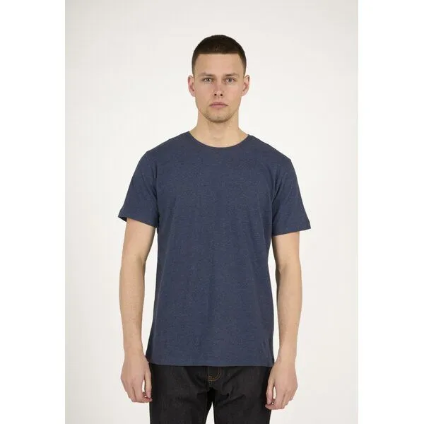 KnowledgeCotton Apparel KnowledgeCotton Apparel Basic T-Shirt O-Neck aus Bio-Baumwolle, Hellblau (insignia blue melange), – Produktbild 2 von 3