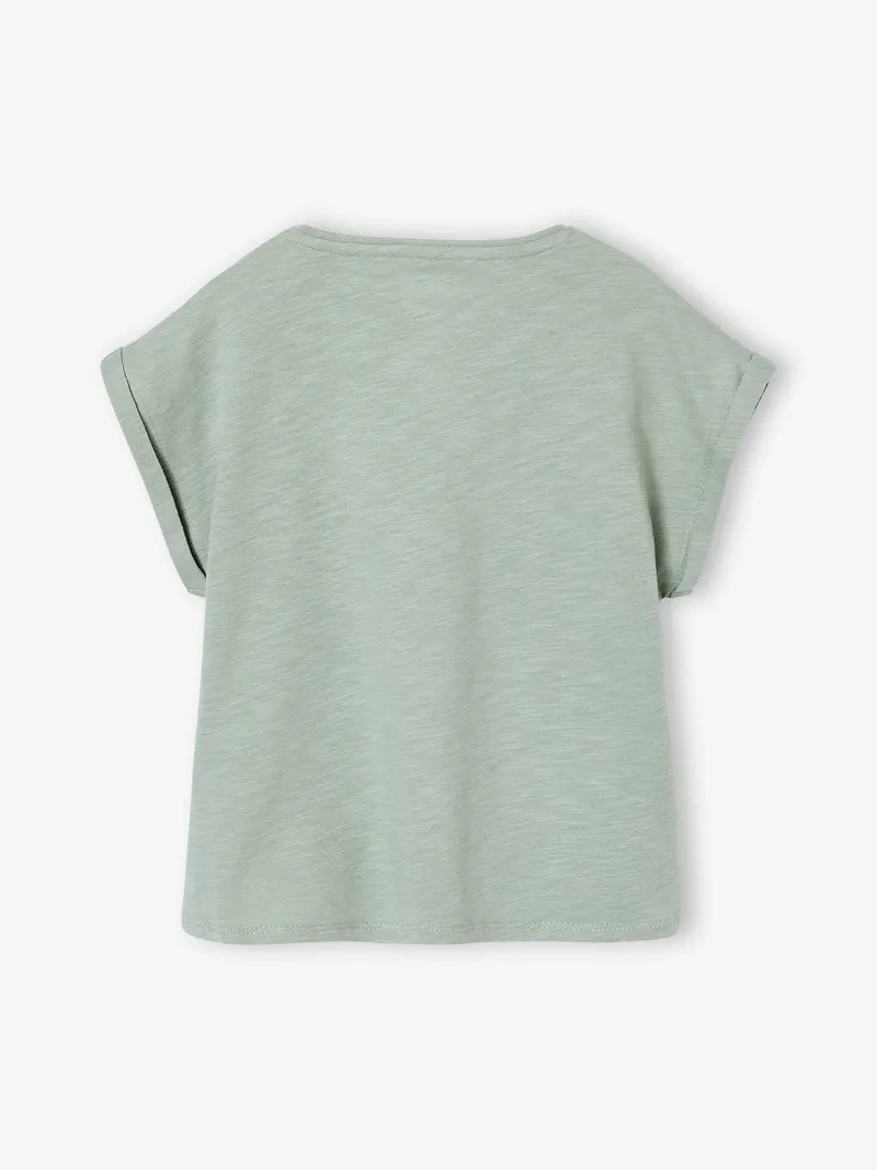 Vertbaudet T-Shirt Mädchen Rundhals BASIC salbei, Salbeigrün, – Produktbild 2 von 3
