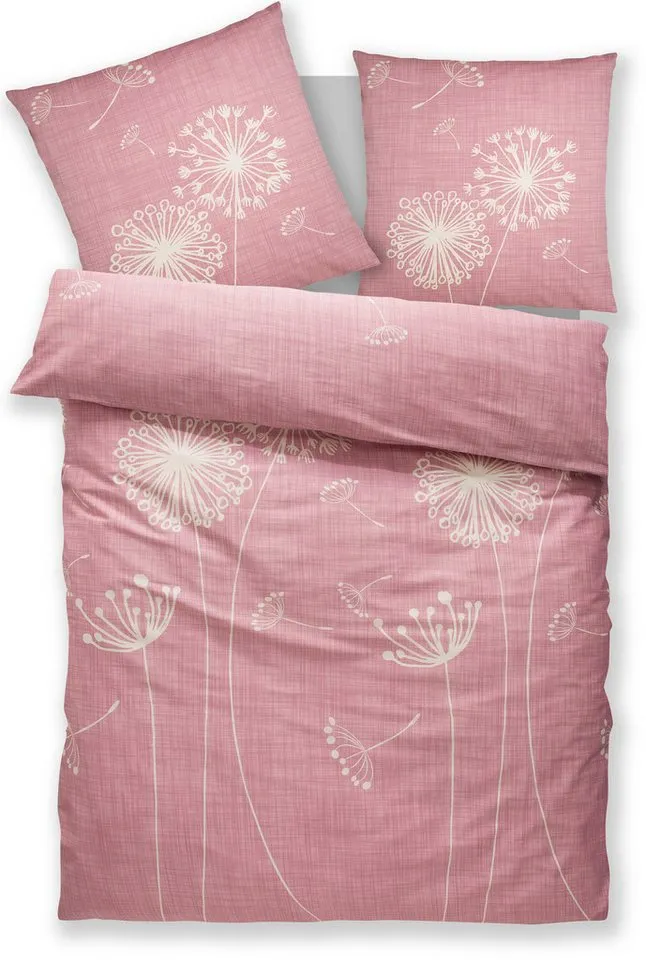 OTTO home Bettwäsche SOUCY in vier Qualitäten erhältlich, Leinenstruktur, Satin, 2 teilig, 100% Baumwolle, auch PREMIUM Qualitäten Renforcé-Tencel & Satin TC300, Rosa, – Produktbild 3 von 6