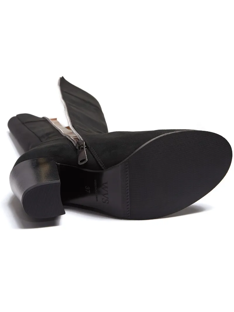 Will's Vegan Store Will's Vegan Store Damen vegan Kniehohe Stiefel Mit Absatz Schwarz, Schwarz, – Produktbild 2 von 2