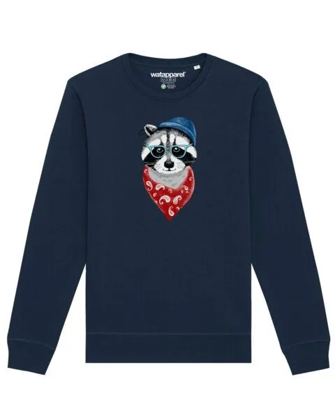 watapparel watapparel Sweatshirt Unisex Waschbär, French navy, – Produktbild 1 von 4