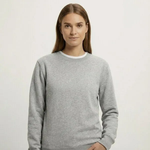 YTWOO YTWOO Basic Unisex-Sweatshirt aus nachhaltiger Baumwolle, Moon grey heather, – Produktbild 2 von 2