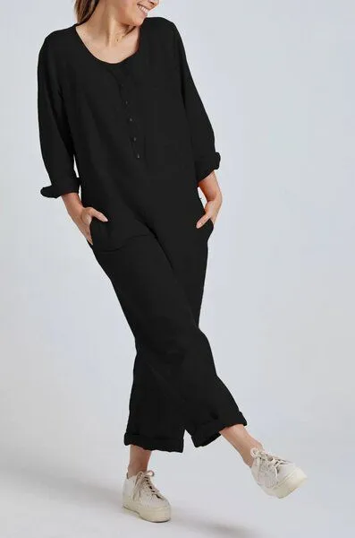 Flax and Loom Flax and Loom Leinen Jumpsuit Modell: Clara, Black, – Produktbild 5 von 5
