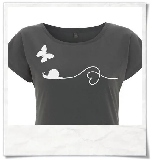 Picopoc Picopoc T-Shirt Schnecke und Schmetterling, Grau, – Produktbild 2 von 3