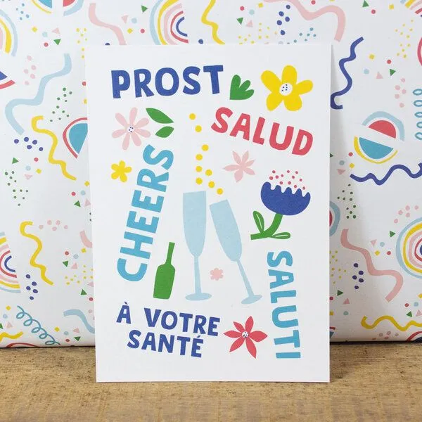 Bow & Hummingbird Bow & Hummingbird Postkarte Cheers – Produktbild 1 von 3