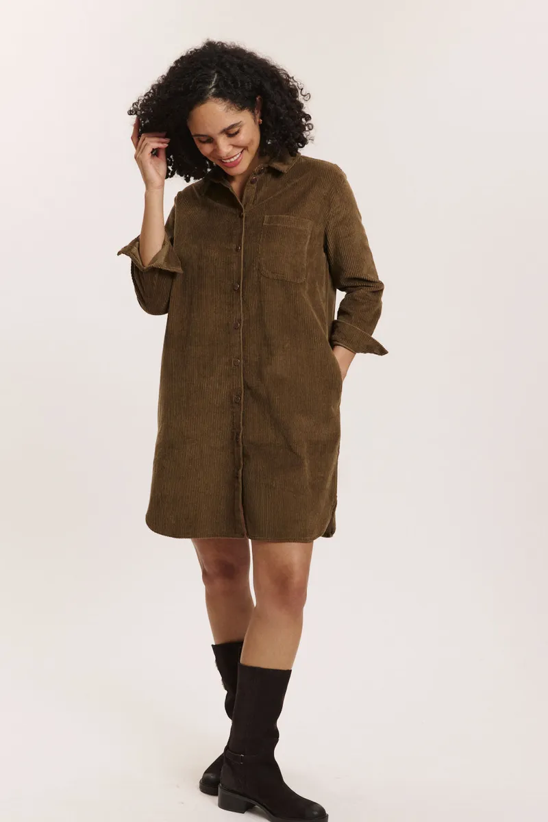 Tranquillo Tranquillo Cordkleid Fritzii aus Biobaumwolle - taupe / 40 – Produktbild 2 von 6