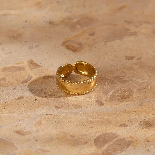 ELEKTROPULLI Größenverstellbarer Pearl Ring ca. Ø 17 - 19mm von Elektropulli, Gold, – Produktbild 2 von 3