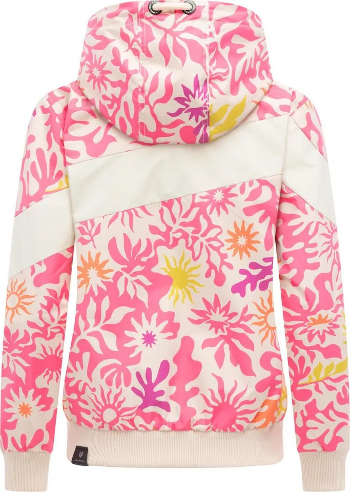 ragwear ragwear Outdoorjacke Nuggie Block Flower modische Damen Freizeitjacke mit floralem Print, Rosa, – Produktbild 4 von 5