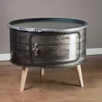 Lockengelöt Lockengelöt Betty Couchtisch aus einem Hamburger Ölfass, Ringbrüniert (handgemacht), – Produktbild 2 von 7