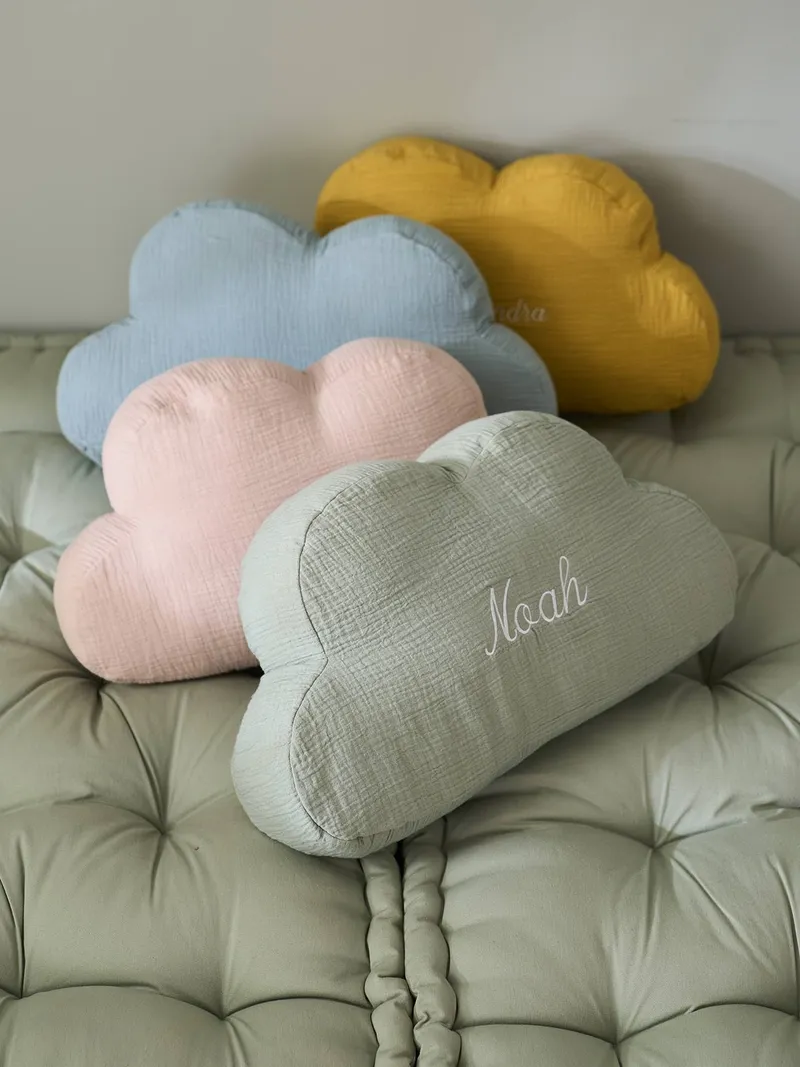 Vertbaudet Deko-Kissen WOLKE aus Musselin Bezug abnehmbar Kinderzimmer personalisierbar pudrig, Pudrig rosa, – Produktbild 2 von 3