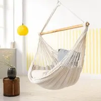 HängemattenGlück HängemattenGlück Hängesessel BALAO GRANDE aus Bio-Baumwolle - GOTS zertifiziert, Natur-weiss, – Produktbild 1 von 2