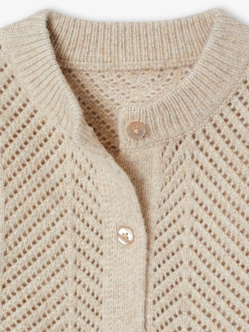 Vertbaudet Strickjacke mit Glitzereffekt Mädchen, Beige, – Produktbild 3 von 3