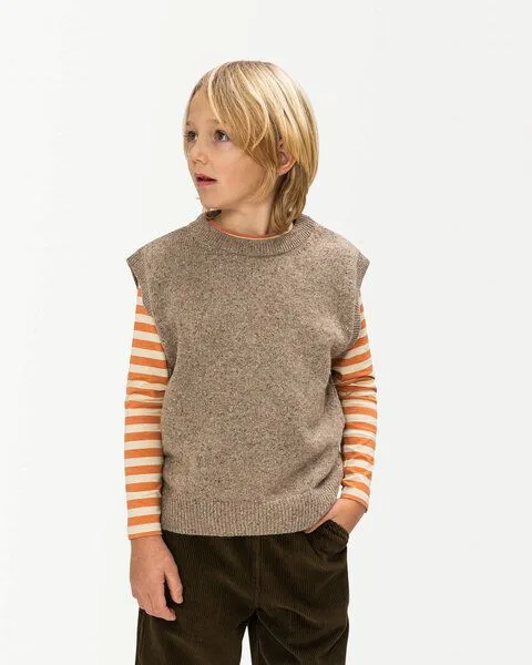 MATONA Matona Trendiger Pullunder für Kinder aus weicher Wollmischung mit Sprenkeleffekt / Knit Vest, Pebble, – Produktbild 1 von 4