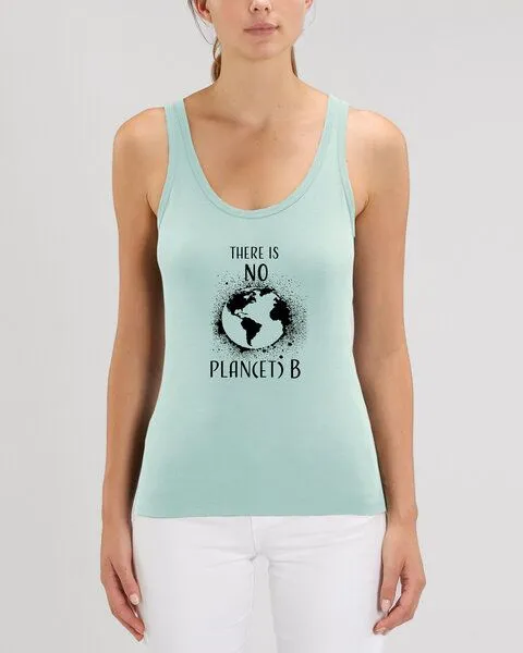 Human Family Human Family Bio Damen Sommer Tanktop - Glow "No Planet B" - weitere Farben, Türkisblau, – Produktbild 1 von 2