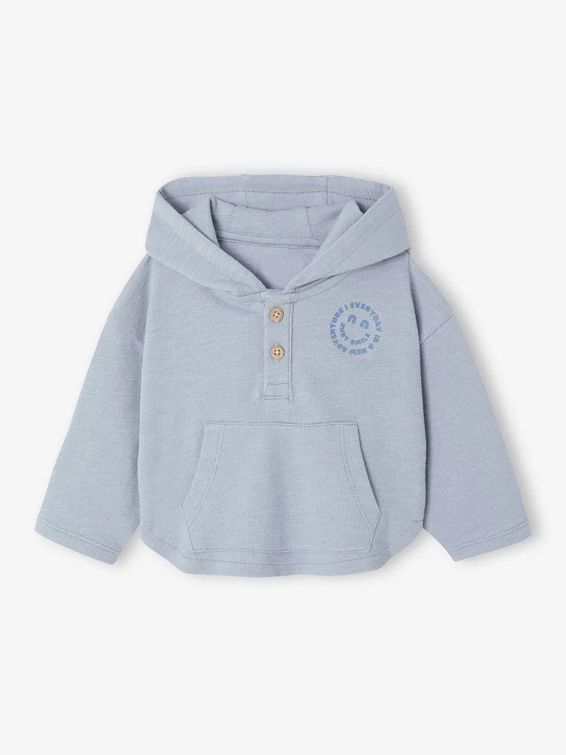 Vertbaudet Jungen Baby Langarm-Kapuzenshirt eis, Eisblau, – Produktbild 3 von 4
