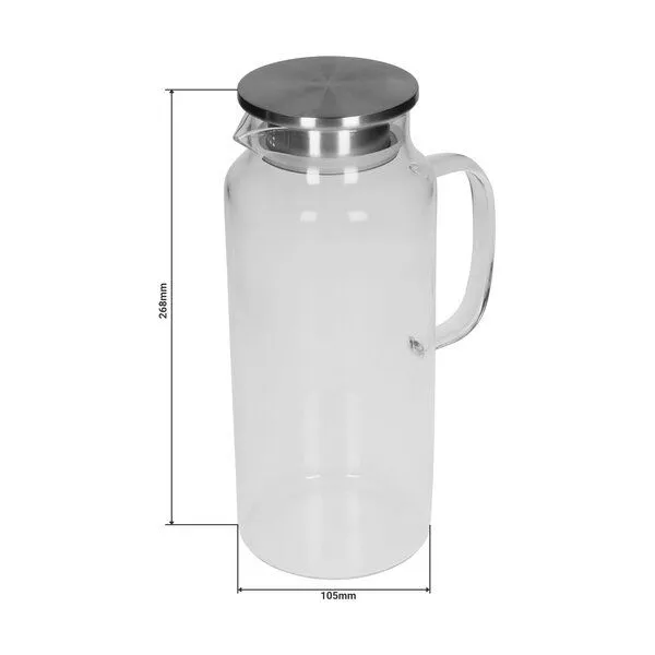 elasto elasto Glaskaraffe mit Sieb aus Edelstahl 1, 1,5 & 2 L - Glaskrug aus Borosilikatglas – Produktbild 3 von 4