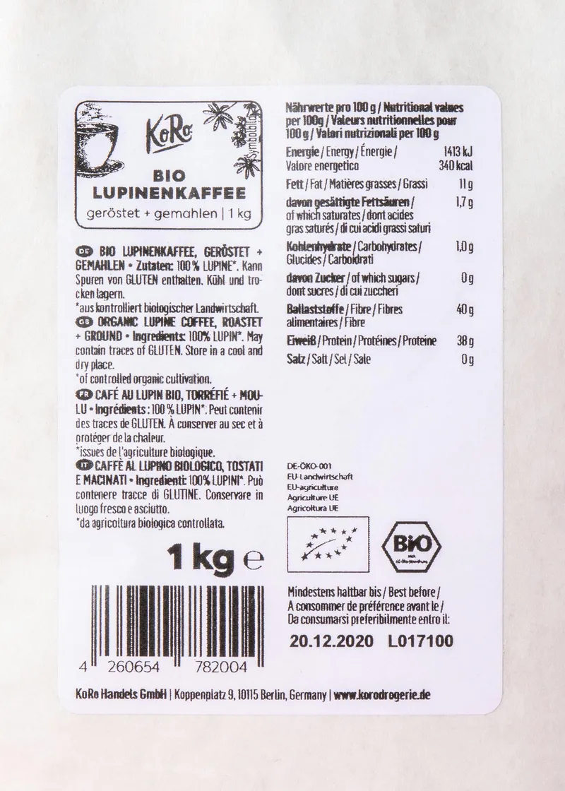 KoRo Bio Lupinenkaffee 1 kg – Produktbild 3 von 5