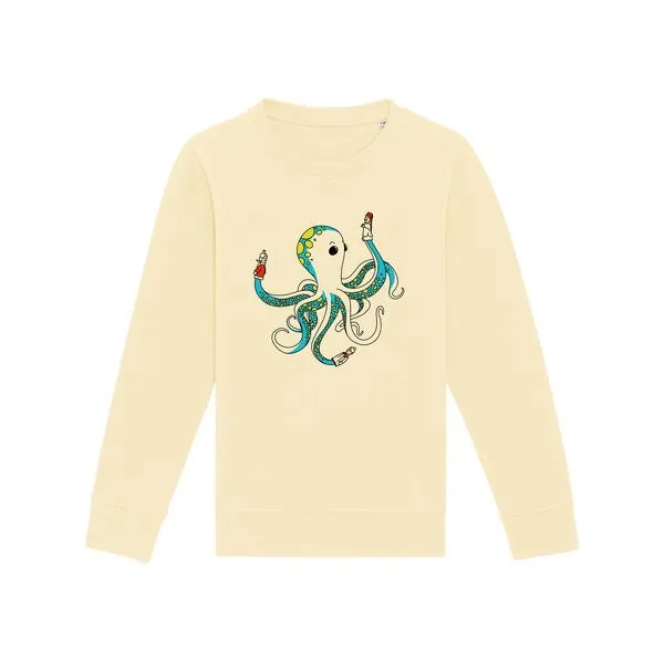 Spangeltangel Spangeltangel Kinder-Sweatshirt "Oktopus", bedruckt,, Hellgelb, – Produktbild 1 von 4