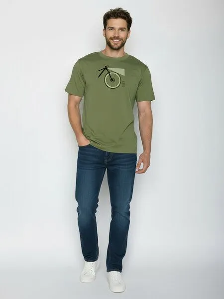 GreenBomb GREENBOMB Bike Light Fusion - Lässiges Oversize-T-Shirt aus Bio-Baumwolle / hochwertiger Print / GOTS / Fair & Vegan, Grün (dark seed), – Produktbild 3 von 4