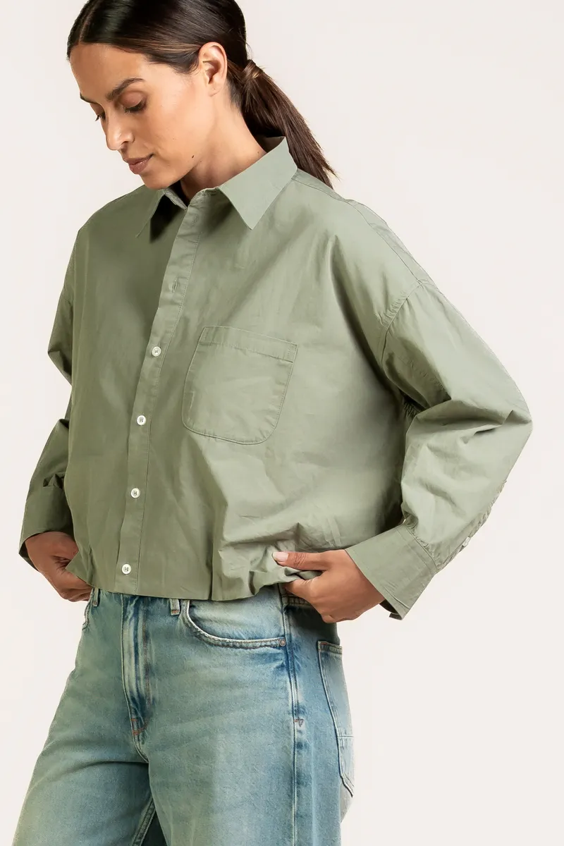 Kuyichi Kuyichi Damen vegan Bluse Dilek Langärmelig Moosgrün, Grün, – Produktbild 2 von 2