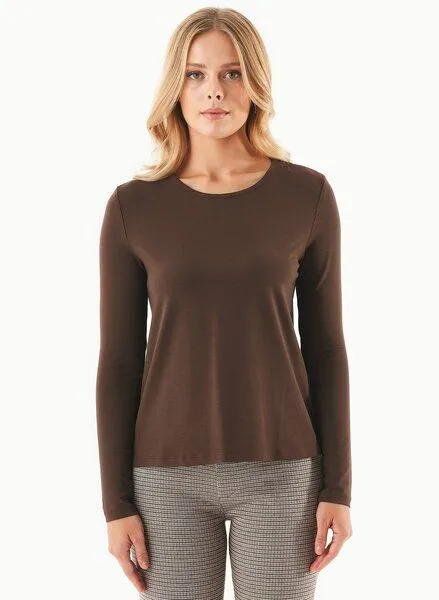 ORGANICATION ORGANICATION Langarmshirt aus LENZING ECOVERO, Braun(chestnut), – Produktbild 1 von 4