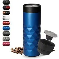 elasto elasto Thermobecher 440 ml aus Edelstahl - doppelwandiger Kaffeebecher to go - auslaufsicherer Isolierbecher, Blau, – Produktbild 1 von 1