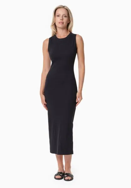 ORGANICATION ORGANICATION DURRU | Geripptes Kleid aus Bio-Baumwolle, Black, – Produktbild 1 von 3
