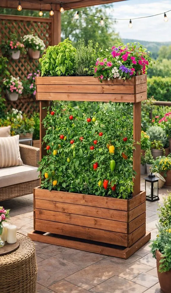 matrasa Hochbeet mit Rankseilen CUBE 2 - Vertikales Beet für Terrasse Balkon & Garten, Gemüsebeet Kräuterbeet, Braun, – Produktbild 3 von 5