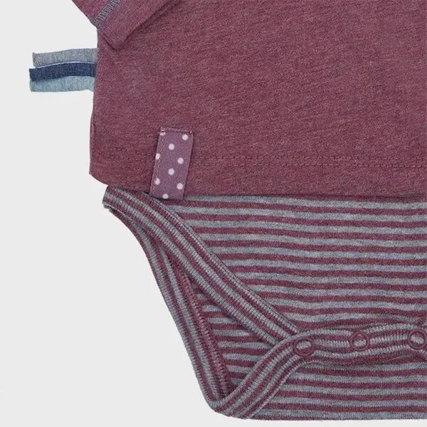 OrganicEra Baby Langarm T-shirt Body 'OrganicEra' aus Bio Baumwolle, Bordeaux melange (rot), – Produktbild 2 von 3
