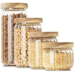 Econovo Econovo Große & kleine Vorratsgläser 300 - 1000ml (Set 4-tlg.) Kollektion Gemustert – Produktbild 1 von 1