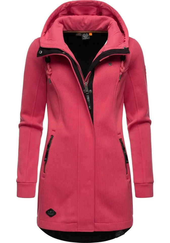 ragwear ragwear Kapuzensweatjacke Letti Bonded Sportliche Kapuzenjacke in Feinstrick-Optik, Rot, – Produktbild 4 von 4