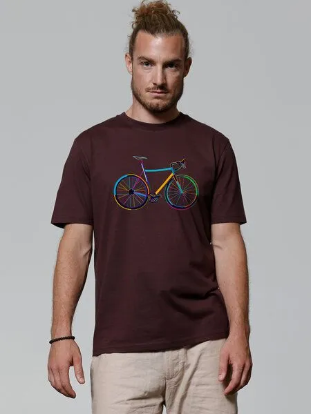 watapparel watapparel T-Shirt Fahrrad by night, Red brown, – Produktbild 2 von 3