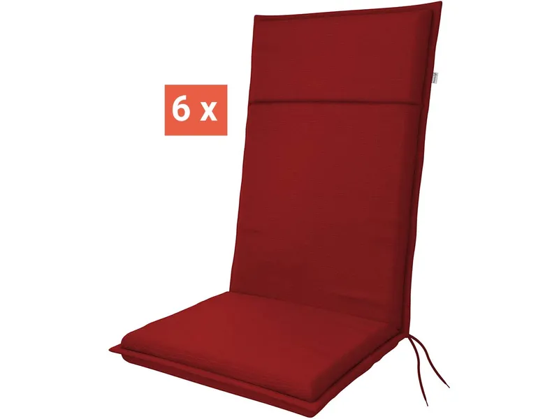 Doppler doppler Auflage "LIFE" für Hochlehner, 6er-Pack, 119x48x4 cm, Polyester, rot – Produktbild 1 von 1