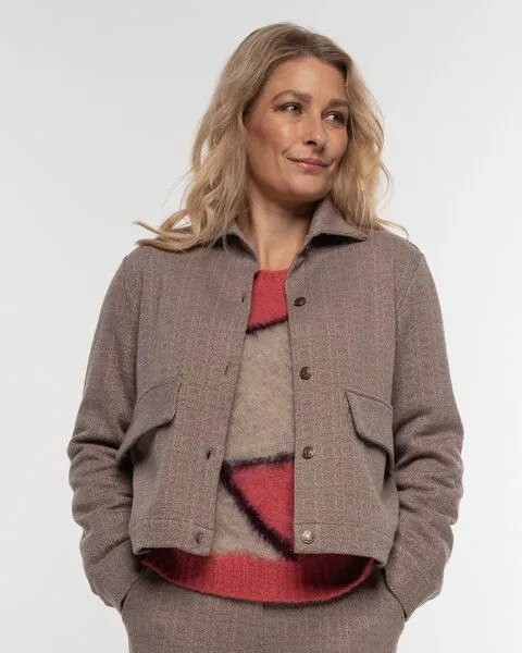 Alma & Lovis Alma & Lovis Edle Jacke in Karo-Melange aus feiner Bio-Baumwolle | Karo Jacke, Rose, – Produktbild 1 von 4