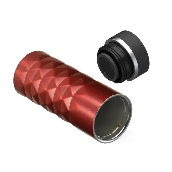 elasto elasto Edelstahl Thermobecher Diamond - 450 ml - auslaufsicherer Verschluss, Rubin rot, – Produktbild 4 von 4
